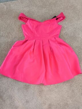 NWT Women's Fashion Nova (Wonderful Life) Hot Pink Off-Shoulder Party Dress L